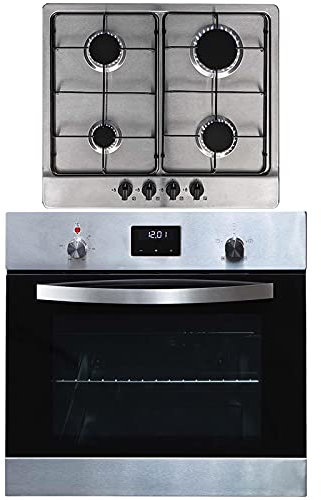 SIA SO114SS 60cm Stainless Steel Digital Electric Single Fan Oven & SSG602SS 4 Burner Gas Hob With LPG Kit & FFD