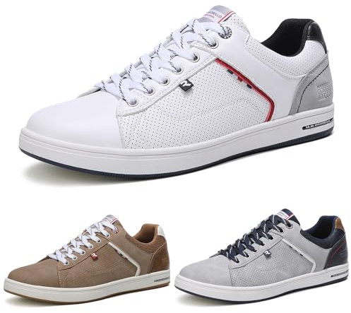 ARRIGO BELLO Sneaker Herren Schuhe Business Freizeitschuhe Leichte Trainers für Walking, Laufen, Sport Größe 41-46 (41, A_Weiße)