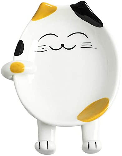 Ceramic Cat Spoon Rest for Kitchen Counter, Multi-Functional Chopsticks Spoon Holder,Ceramic Utensil Holder -Essential Kitchen Gadgets & Accessories, Decor Gift for Cat Lover (Yellow)