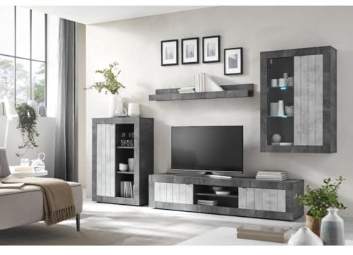PRICE FACTORY just for you Ensemble de Meubles de Salon Collection BURA. Coloris Gris Effet béton
