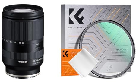 TAMRON 28-200mm F/2.8-5.6 Di III RXD for Sony E-Mount, A071SF & K&F Concept 67mm UV Filter Ultra Slim Japan Optics Multi Coated Ultraviolet Protection Lens Filter with Cleaning Cloth (Nano-K Series)