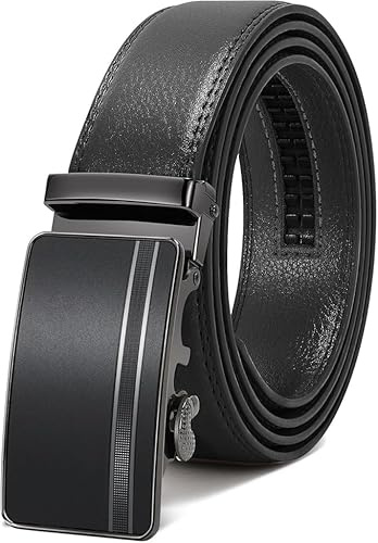 JASGOOD Ceinture Homme Cuir Ceintures Automatique à Cliquet 3 Tailles Cadeau Homme