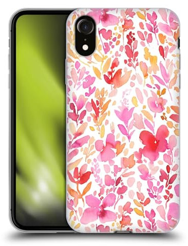 Head Case Designs Offizielle Ninola Koralle Aquarell Künstlerische Blumen Soft Gel Handyhülle Hülle kompatibel mit Apple iPhone XR