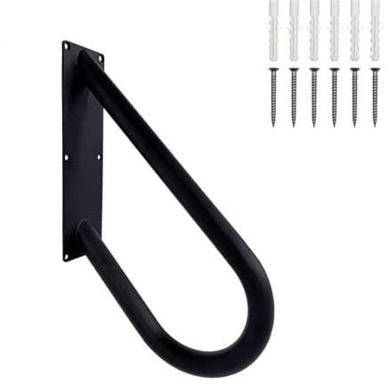 Handrails for Outdoor Steps Wall Mount, Railings for 1-2 Steps, U-Shaped Handrail with Matte Black Finished, Stair Handrails for Garage, Porch, Yard and Garden (18 Length, 1.25 Pipe)