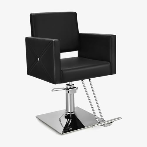 GOPLUS Fauteuil de Salon pour Coiffeur, Fauteuil de Barbier Pivotant à 360° avec Hauteur Réglable (40-55cm), Pompe Hydraulique, Chaise de Spa Polyvalent pour Femme Homme, Capacité 150 kg