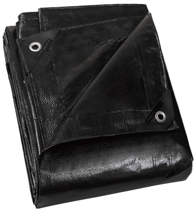 GUARD SHIELD Black Tarpaulin 3m x 6m Waterproof Tarp with Eyelets UV Resistant Multi-purpose for Outdoor 120g/m²
