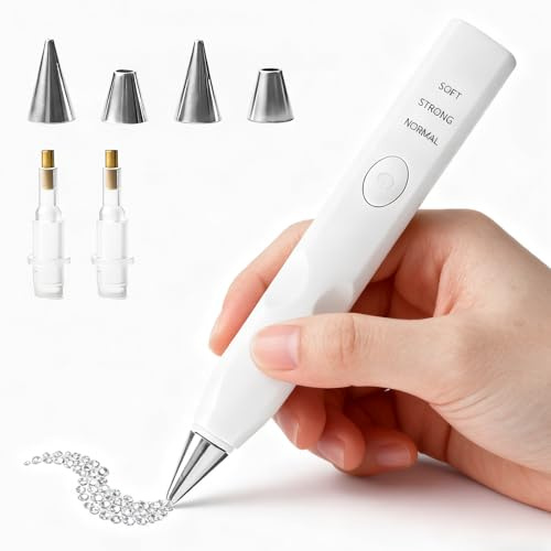Set di penne elettriche per diamond painting con 4 testine di ricambio e pompa per vuoto, 3 livelli di aspirazione regolabili, accessori per diamante, ricaricabili, senza fili, per fai da te, colore
