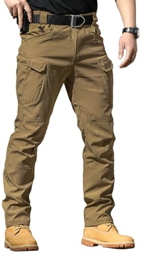 Generisch Pantalon cargo stretch pour homme - Coupe ajustée - Résistant - Léger - Pour la randonnée, les voyages, le quotidien