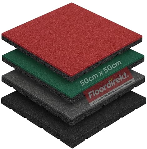 Floordirekt Play Protect - Esterilla de protección contra caídas para patio de juegos y jardín, superficie amortiguadora y antideslizante, resistente a la intemperie (rojo, 40 mm)
