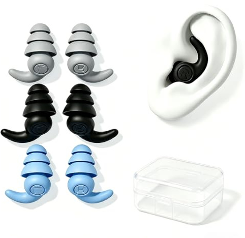 Tapón para oreja, piscina, 3 pares, tapones para los oídos, piscina, de silicona, impermeables, reutilizables, tapones para los oídos de natación, cómodo para nadar, surf, ducha, deportes acuáticos