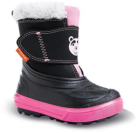 DEMAR Kinder Winterstiefel mit Wolle gefüttert Bear (22/23, schwarz/pink)