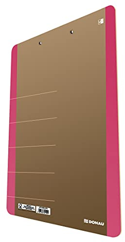 DONAU LIFE 2710001FSC-30 Klemmbrett/ Schreibbrett/ Clipboard/ Klemmbrettmappe A4 Hart-Karton/Pappe mit Metallclip/ Starke Klemme mit abgerundeten Ecken| Farbe - Rosa/ ideal für Büro Schule und Zuhause