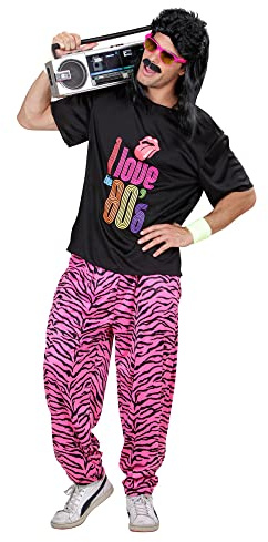 W WIDMANN MILANO Party Fashion - Costume années 80 pour homme 2 pièces, t-shirt et pantalon, tenue pour carnaval et soirée à thème