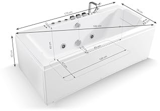 SPALINA SIKINOS WHITE Jets - Bañera de hidromasaje Clásica L. 170 x l. 78 cm