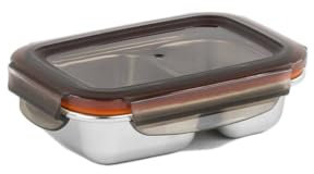 CANDL Cuitisan TO-GO EC4180 - Recipiente hermético para alimentos (370 ml, acero inoxidable, con tapa de cierre de clip y práctica división, apto para microondas y horno)