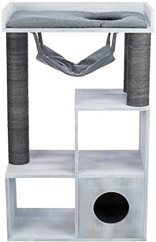 TRIXIE Katzen Kletterhöhle KRATZBAUM MIT REGALFUNKTION, 72 × 110 × 38 cm, GRAU- 44712