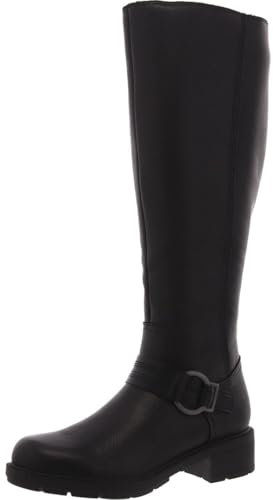 Clarks Hearth Rae - Stivali alti al ginocchio da donna, Pelle nera, 36.5 EU