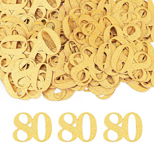 GoldRock Konfetti 80 Geburtstag Deko Groß 3,4×2,6cm,100 × Tischdeko Gold Deko 80. Geburtstag Mann Frau,Streudeko 80. Geburtstage Deko,80 Geburtstage Mann Deko,Streudeko zum 80 Jubiläum,80er Dekoration