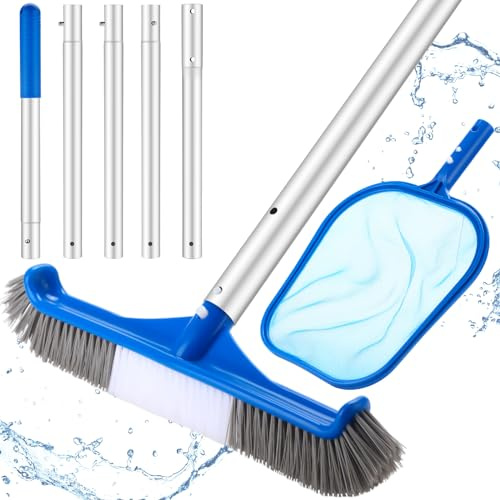 Potchen 3 Pcs Pool Cleaning Kit with Hand Skimmer Net, 17.5 Brush