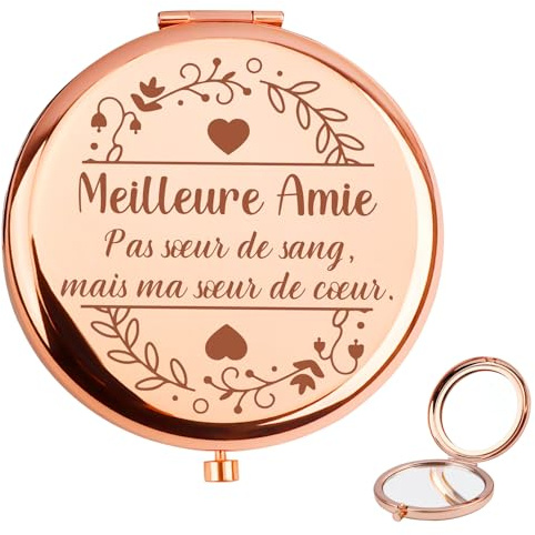 Cadeaux Meilleure Amie Cadeau Meilleure Amie Femme Miroir de Poche Cadeaux Copine Amitié Cadeau pour Copine Anniversaire Femme Collègue Sœur de Cœur Noel D'anniversaire Meilleur Ami Saint Valentin