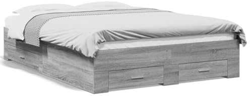 Emmtore Cama con cajones Madera de ingeniería Gris Sonoma 135x190 cm
