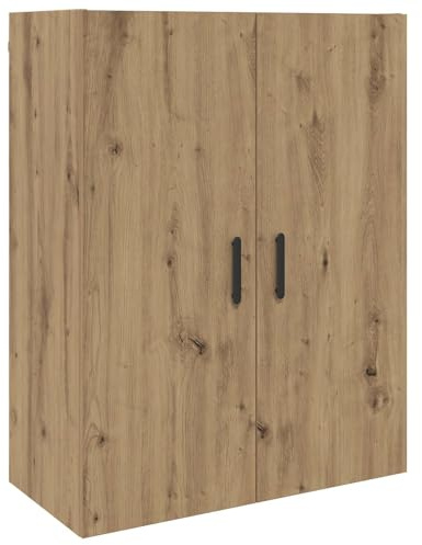 QJBSAVVA Armadio da parete in rovere Artisan, 69,5 x 34 x 90 cm, mobile sospeso a parete in legno con anta e maniglie in metallo, moderno, per soggiorno, corridoio e ufficio