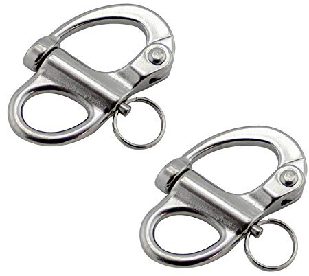 NRC&XRC Pair of 2(52mm) 316 Stainless Steel Fixed Bail Snap Shackle for Bracelet, Sailboat