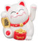 SEAFRONT Chinesische Glückskatze Porzellan Dekoration, Winkender Arm Winkekatze, Solarlicht, Induktionsstatue Lucky Cat Figur Japanische Deko für Zuhause Auto Ornamente (Sitzen Sie seitwärts, Weiß)
