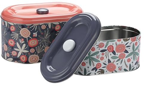 BSTKEY 2 Pack Cookie Tins, Cookie Snack Jars with Lid, Decorative Candy Canister, Baking Gift Tins Cute Countertop Tinplate Box for Storing Patisseries, Puff Pastries Craft Supplies, 2 Sizes