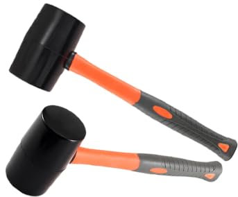 UNGFEI 2 PCS 16oz Rubber Mallet, 450g Hammer for Tiling, Bricklaying with Non Slip Handle, Black Solid Rubber Mallet for Home Decoration, Camping, Flooring, Carpenter Maintenance