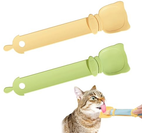 2PCS Happy Spoon Multifunctional Lickable Cat Treats Squeeze up Cat Liquid Snack Feeding Spoon