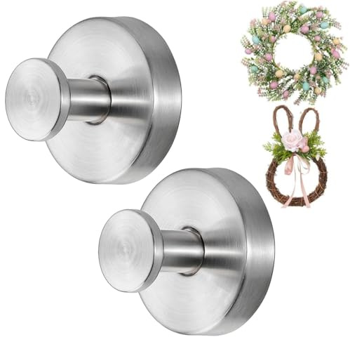 Silver Wreath Hangers for Front Door, Large Suction Cup Wreath Hooks for Halloween Fall Christmas Decorations, Removable and Reusable Wreath Holders for Welcome Sign Window Glass Indoor Outdoor