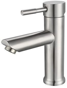 Marco Mammoliti | Miscelatore Monocomando Lavabo Ekos in Acciaio Inox AISI 304 Satinato, Altezza Bocca 100mm, 17,5x14,2x4,8cm