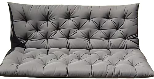 Cojín para banco de exterior, con soporte para la espalda, color gris oscuro, para columpio Hollywood, 100 x 100 cm, lazos incluidos, cómodo cojín para banco de jardín