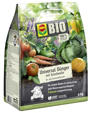 COMPO BIO Universal Langzeit-Dünger mit Schafwolle, 5 Monate Wirkung, 4 kg