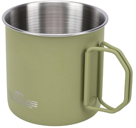 Generic Campingmugg i Rostfritt Stål 400ml Kopp med Bred Mun med Hopfällbart Handtag för Utomhuspicknick