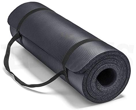 Lions Yoga Mat Thick 10MM - 183cm x 60cm Multi Purpose Yoga Matt for Men Women, Non Slip NBR Foam Exercise Mat with Carry Strap, Perfect for Pilates, Stretching, Home Gym Exercise (Black)