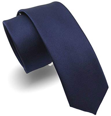 RBOCOTT 2.4 Navy Blue Skinny Tie for Men Silk Wedding Business Slim Necktie(8)