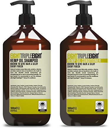 Eight Triple Eight Hemp Oil 1x Shampoo & 1x Conditioner 1L - For Silky Shiny Hair