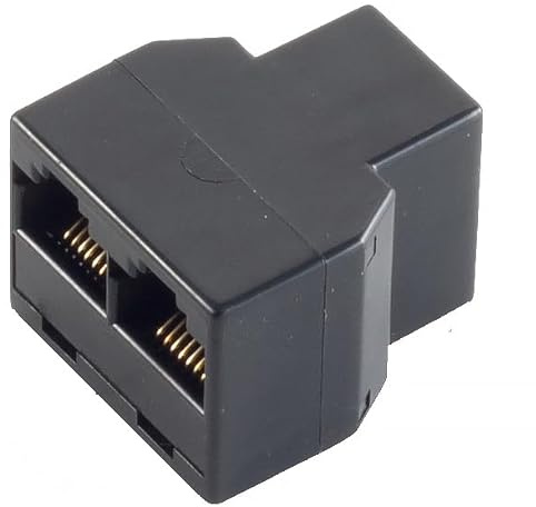 1aTTack.de Adattatore di accoppiamento RJ12 1x a 2x RJ12 con contatti placcati in oro, spina in plastica stampata, schermata, nera