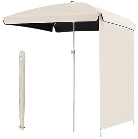 GSKDZG 1.6m 2m Parasol De Jardin Carré Ombrelle De Terrasse Avec Rideau Pare-soleil Parasol De Plage Portable Pour Camping, Jardin, Terrasse, Piscine, Marché, Table(Apricot,160cm/5ft)