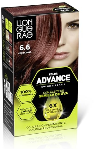 Llongueras Color Advance Tinte Pelo Mujer Coloración Permanente 100% Cobertura Incluso En Canas Resistentes - Tono 6.6 Caoba Rojo