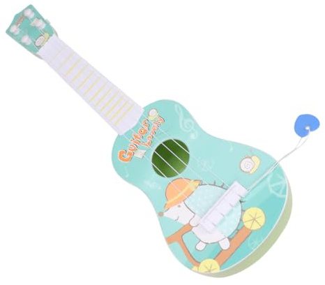 UKCOCO Mini Guitare Jouet 4 Cordes à Motif Hérisson pour Garçon Et Filles 41 Cm en Plastique Bleu Ciel, Instrument Musical Éducatif pour Éveil Et Jeu D’Imagination, Apprentissage Et Loisirs