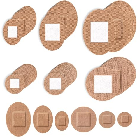 200 Pansements Ronds et Ovales pour le Visage, Pansements Adhésifs en Tissu Élastique Respirant pour le Nez Mains et les Plaies Délicates sur les Peaux Fragiles (6 Tailles)