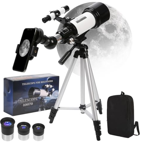 Telescope for Adults Astronomy,70mm Aperture 400mm AZ Mount Astronomical Refractor Scope Includes Three Eyepieces(20-67x),Portable Beginner Telescope with Phone Holder