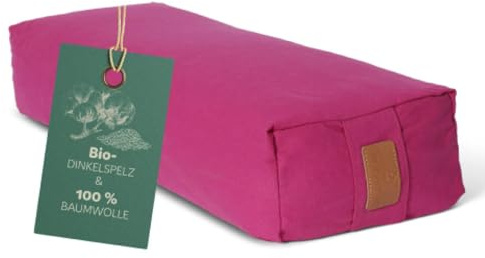 #DoYourYoga Yogabolster »Paravati« mit Bio-Dinkelspelz (KBA), waschbarer Bezug, 67cm x 13cm, Yogakissen/Sitzkissen/Zafukissen für Yin Yoga - pink