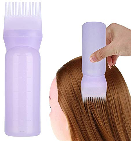 Flacone applicatore a pettine per radici, in 3 colori, leggero, con scala graduata, per pennelli, shampoo, colore dei capelli, pettine per olio, strumento applicatore (blu)