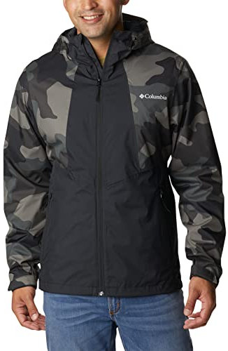 Columbia Inner Limits Jacket, Chubasquero Impermeable para Hombre, Black/Black Mod Camo Print, Talla XL
