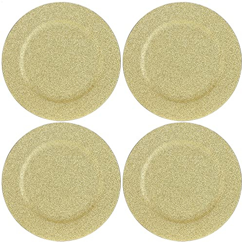 com-four® 4x assiettes de présentation - soucoupes monochromes scintillantes réutilisables comme décorations de table - assiettes décoratives pour mariages, fêtes de famille ou Noël - Ø 33 cm