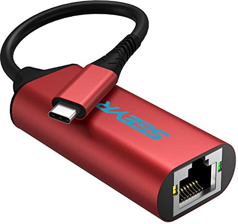 SGEYR Adattatore USB C Ethernet, Cavo LAN RJ45 per MacBook Surface, Rosso